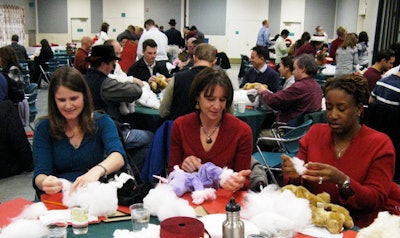 Teambuilding Unlimited offers an activity in which participants build stuffed toys for kids.