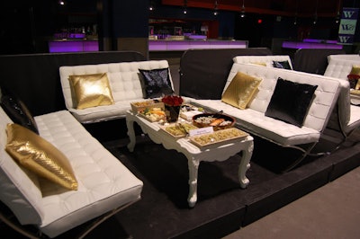 Socket used white sofas from Furnishings By Corey to create a V.I.P. section for guests.