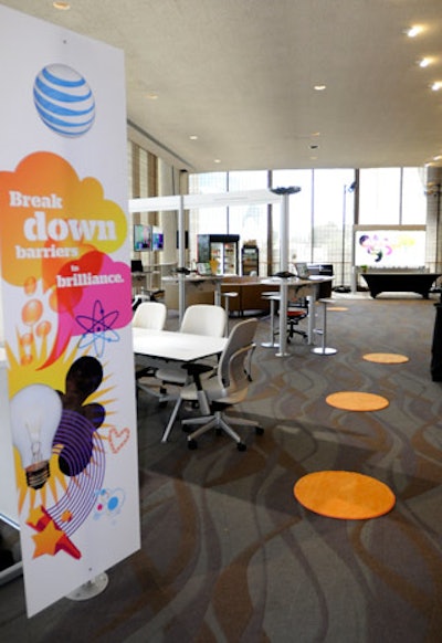 Social spaces offered conference sponsors like AT&T opportunities to create branded signage.