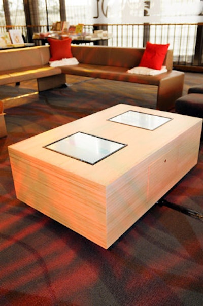Sofas in social spaces provided attendees with a break from auditorium seating.