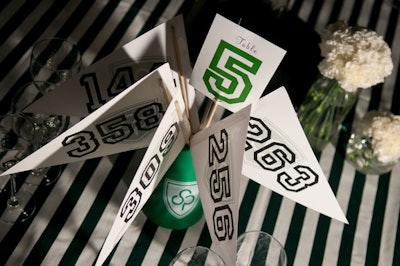 Pennants served as paddles for the evening's live auction.