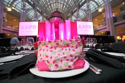 Each place setting included a Betsey Johnson makeup bag.