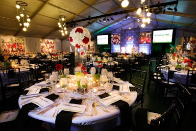 Exquisite Design Studio created the soccer-inspired arrangements, and Hargrove fashioned the soccer ball chandeliers.