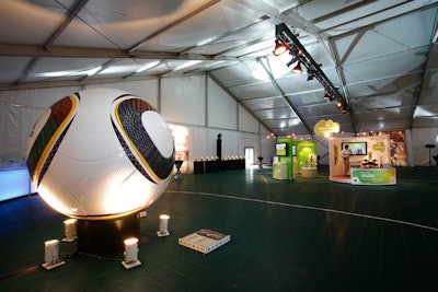 An oversize World Cup Adidas ball was on display in the general reception area.