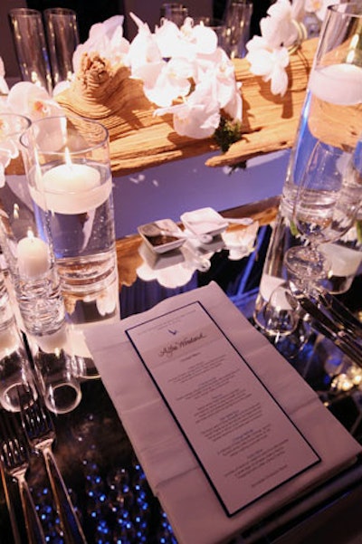 For the Grey Goose dinner, the table centerpiece made use of a long piece of petrified wood from an incense cedar tree, which covered the San Bernardino mountain range before it died out approximately 200 years ago. A local ranger estimated that particular tree was approximately 1,000 to 1,500 years old.