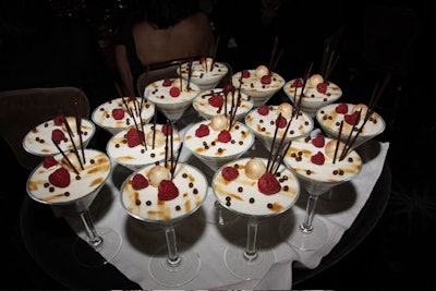 Guests of Children Uniting Nations' viewing dinner ended the meal with layered desserts in martini glasses.