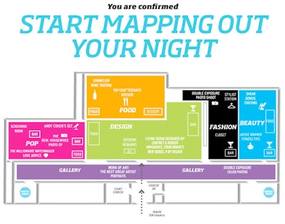 Prior to the event, Bravo sent guests a map of the event and its activities.