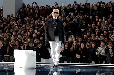 Karl Lagerfeld, taking his bow, joked the show wasn't as much about global warming as it was about global cooling.
