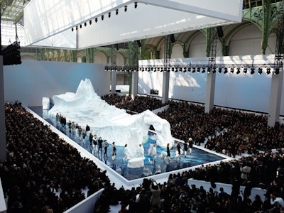 As a dramatic opening to the show, the enormous white box that covered the stage lifted to reveal the man-made iceberg.