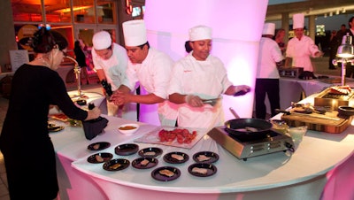 Levy Restaurants set up a food village on the terrace to serve several cuisines during the cocktail reception.