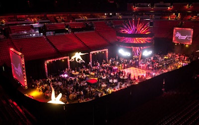Dinner and dancing took place on the arena floor.