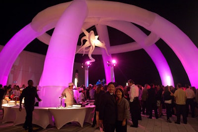 Wow Factor used inflatable arches from Airstar to designate the food village on the terrace.