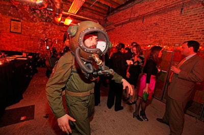 Dressed as a deep-sea diver, one performer wandered around the space, leaving a trail of bubbles in his wake.