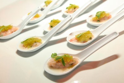 The event included tasting stations from some 15 restaurants. Rodan served spoonfuls of hamachi dressed in a wasabi sauce.