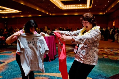 Organizers staged the T-shirt swap as a way to foster networking among attendees.