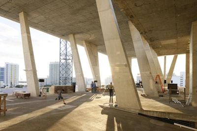 The seventh floor's ceilings are 34 feet high.