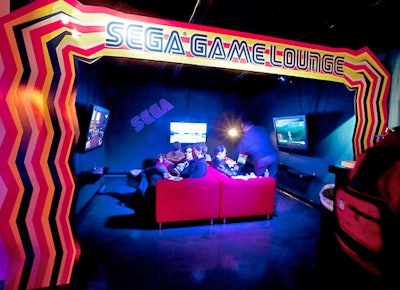 IFC set up couches and flat-screen televisions for sponsor Sega's gaming lounge.