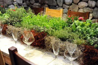 The Cellar feature garden included a setup of a private wine tasting room surrounded by rocks and barrels.