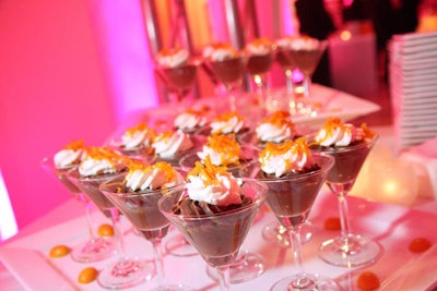 For dessert, Occasions Caterers served chocolate mousse topped with whipped cream.
