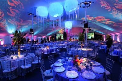 Guests dined under the 'enchanted kelp forest' tent at the California Science Center's annual ball.