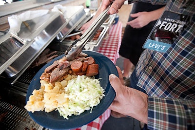 Austin BBQ institution Salt Lick sold a small menu of smoked beef, sausages, and pork at one of the fort's food stands.