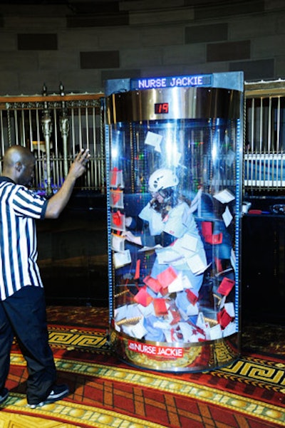 Contestants had to weed out red prescriptions from white ones in a wind tunnel.