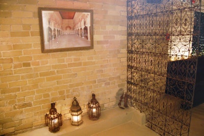 Moroccan lanterns and a photograph of the Great Mosque of Cordoba dress the entrance to the space, which holds 40.