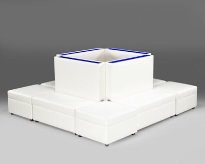 AFR Furnishings' new Building Blocks seats have optional ottomans and LED lights.