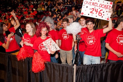 Boston University Academy's team brought some school spirit, cheering on their robot during its match.