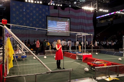 Neara Russell from Berklee College of Music sang the national anthem during Friday's opening ceremonies.