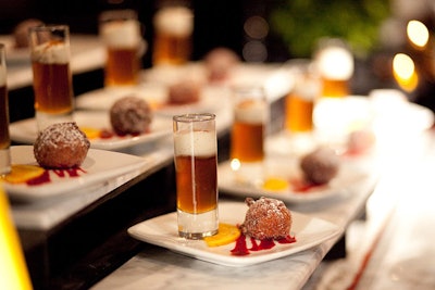 Tocqueville served beer paired with doughnut holes at one of the dessert stations.