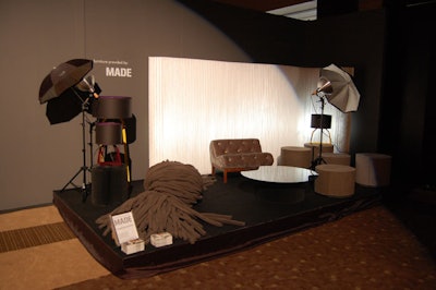 Media guests can book interviews in a small lounge filled with furnishings from Made.