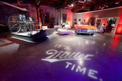 PRG projected colored gobos of the companies' slogans and logos on the floors and walls of the two event areas.