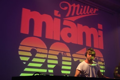 PRG projected a large gobo image of the Miller Miami 2010 logo on the wall behind the DJ booth.