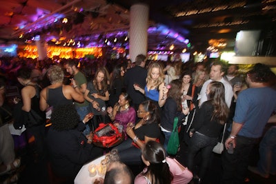 A crowd assembled in the V.I.P. area at the Conga Room for Bacardi's official after-party for the Black Eyed Peas concert.