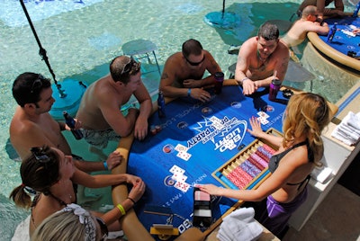 Attendees played at Bud Light logoed gaming tables.