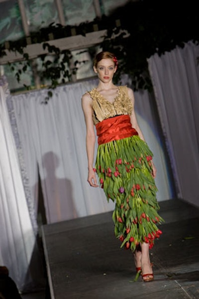 Floral designer Luz M. Cardenas used tulips in a creation for the runway show.