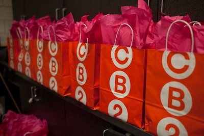 Guests left with gift bags from CB2, which were stuffed with items such as Kiss My Face cleansing products, eco-friendly light bulbs, and sweet pea seeds.