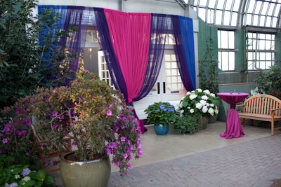 Colorful drapes surrounded the door to the show house, where the runway show took place.