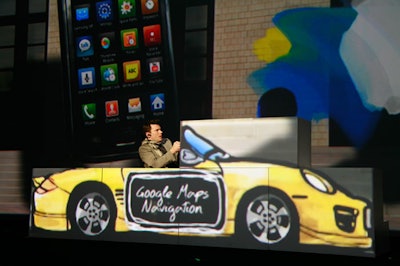 A car prop served as part of the brand's seamless multimedia presentation.