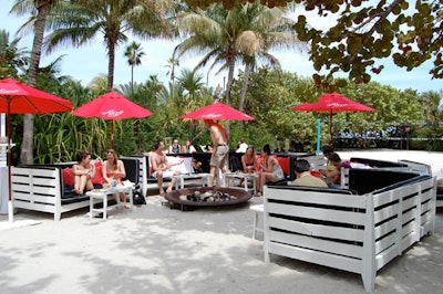 The Alizé Oasis, sponsored by the liquor brand, at the Raleigh's beach provided talent, agents, media, and record executives attending the Winter Music Conference with a place to relax between events. The hotel offered complimentary lunch service Wednesday through Friday.