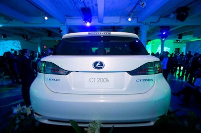 Naturally, the new Lexus CT 200h was on display at the event, sitting atop a podium bedecked with succulents and moss.