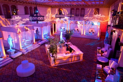 About 550 guests attended the party at the Hollywood Roosevelt Hotel, where the ballroom was done in opulent white.