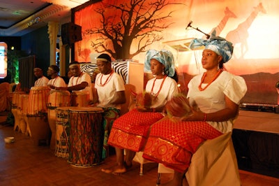 In March, the third annual gala for the Michael 'Pinball' Clemons Foundation took on an African theme to recognize the foundation's recent commitment to help build schools in countries like Kenya and Sierra Leone. At the gala at the Four Seasons Hotel in Toronto, musicians and dancers from Ijo Vudu Dance International performed a traditional Nigerian dance.