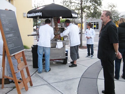 The MGFD food cart changes its menu items each time it heads out but traditionally serves a drink, snack, main dish, and dessert option.