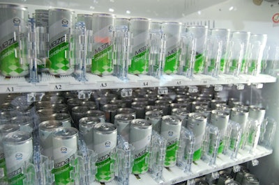 Mazda put branded energy drinks in a complimentary vending machine.