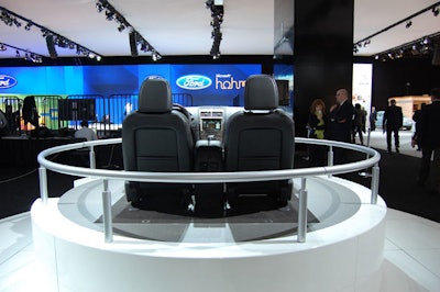 Ford took out the front seat and dashboard of one of its newer models so guests could get a feel for the interior without lining up to sit in the car itself.