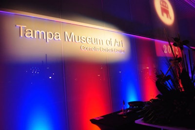 Bay Stage Lighting projected red and blue stripes and the Republican party logo onto the wall of the museum.