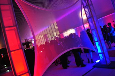 ConceptBait used sheer mesh spandex screens to divide the terrace into separate seating areas.