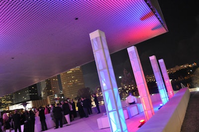 The terrace provides direct views of the downtown and University of Tampa skyline.